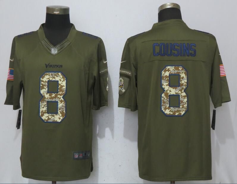 Men Minnesota Vikings #8 Cousins Green Salute To Service New Nike Limited NFL Jerseys->->NFL Jersey